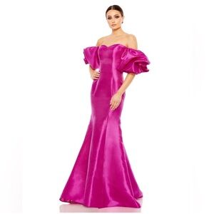 Mac Duggal Pink Off-Shoulder Maxi Dress
